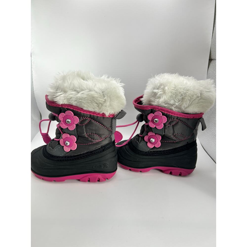 Kamik Pink Blossom Floral Fur Snow Toddler Girl Waterproof Lightweight Size 5C - Picture 4 of 5